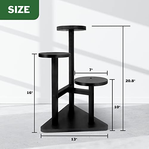 Geebobo 3 Tier Plant Stand, Tall Wood Plant Shelf Holder For Indoor Plants, Outdoor Garden Plant Display Rack Flower Pot Stand For Corner Living Room Balcony Garden Patio, V3( No Wheels) #TOP5