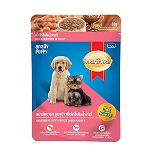 SmartHeart Pouch Wet Dog Food Chicken Chunk In Gravy Puppy 80 G (Pack of 12, 960g)