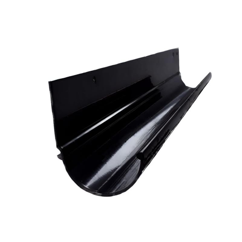 Renoplast® R50 Aluminium Gutters | 200 cm Black Semi-circular | Rain Gutter Roof Drainage Sheet Metal Edge Profiles | Garden Shed Carport Terrace Balcony Plug-in Gutter | Corrosion Protection