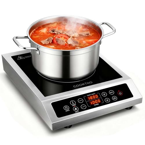 Stainless Steel Induction Cooktop, Professional Commercial Grade Single Burner Electric