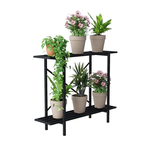 Zhongma 2 Tier Metal Sturdy Heavy Plant Stand, Narrow Plant Stand...