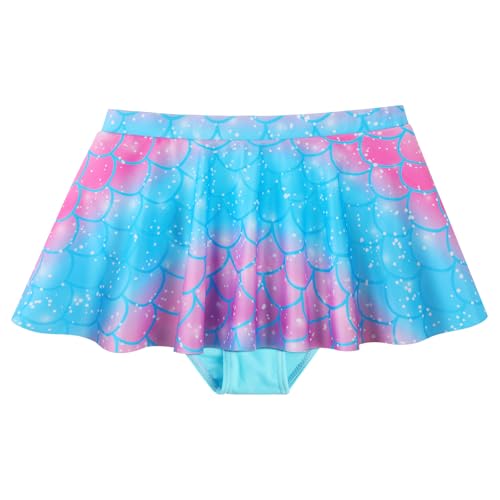 Image of BAOHULU Girls Two Piece Swimsuits Rash Guard Ruffle Bikini Skirt Short Sleeves Beach Dress Swimwear UPF 50+ 3-12Y
