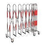 Portable Barrier | Industrial Expandable Metal Barricade Gate | Safety Barrier with Casters | 8.66-196.85in Expandable Mobile Barricade | Double-Row Arch | Chain and Hook (Red)