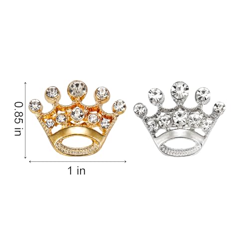 Okllen 48 Pieces Small Crown Brooches, Silver Gold Crown Pins, Fashion Rhinestone Brooch Pins for Women, Men, Lapel, Sashes, Wedding2