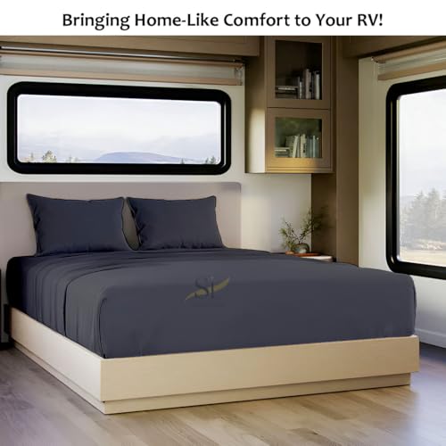 Shreem Linen Microfiber RV Sheet Sets, 28x75 Bunk, Dark Grey Solid - Fits Mattresses up to 8 Inches Deep, 4 Piece RV Bed Sheets for Campers, Motorhomes, and Travel Trailers by Shreem Linen - Image 8