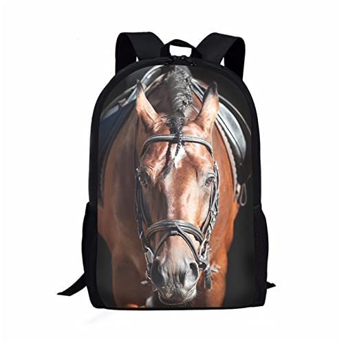 Biyejit Bolsas escolares para niñas y niños, mochila básica casual resistente al agua para estudiantes, Caballo., Taille unique Cover