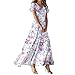 Maxi Dresses for Women 2025 Summer Floral V Neck Wrap Short Sleeve Dress Flowy Elegant Casual Wedding Guest Dresses Womens Easter Dress Fashion Clothes Summer Outfits