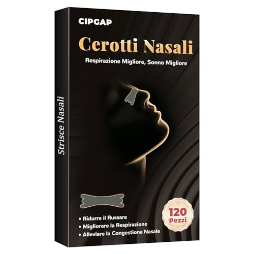 CIPGAP 120 Pezzi Cerotti Nasali Premium Cerotto Nasale antirussamento, Nasal Strips Nose Strips, tenuta extra per lo sport e migliore qualità del sonno, Alivia la congestione nasale (Nero)