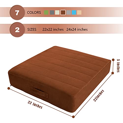 Memorecool Square Floor Pillow Seating For Adults Kids, Large Meditation Cushion Floor Pillow With Thick Foam & Soft Tufted Cover, Washable Big Pillow Seat Floor Cushion For Sitting Yoga 22" Coffee #TOP6