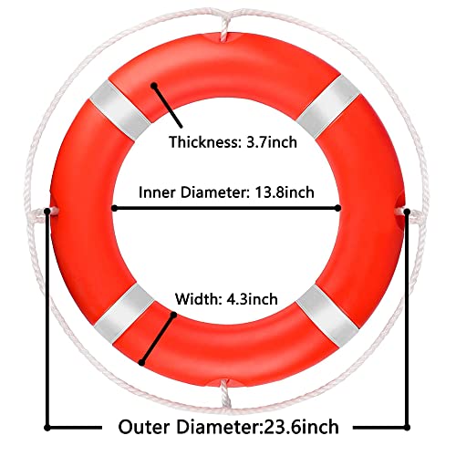 Boat Safety Throw Rings 23Inch Boat Life Ring With Reflective Tape & Grab Lines,Orange Life Ring Buoy For Boats #TOP1