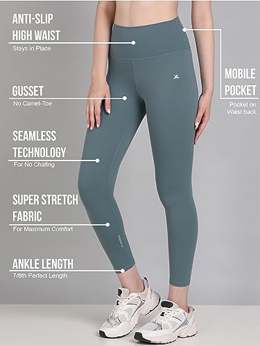 Image of Kobo Active Wear for Women Gym | High Waist | Ankle Length | Squat-Proof | Workout Tights for Women | 4-Way Stretch | Leggings for Gym, Cardio | Yoga Pants (Imported)
