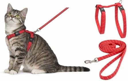 arnes para Gatos - Elza Coral - 22-32cm - 27-46cm - Correa 110cm - Nylon Ajustable - Reflectante - con mosqueton