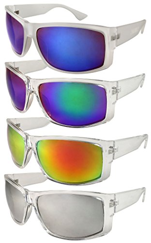 Clear Sports Sunglasses with Color Mirrored Lens 540708CL-REV3