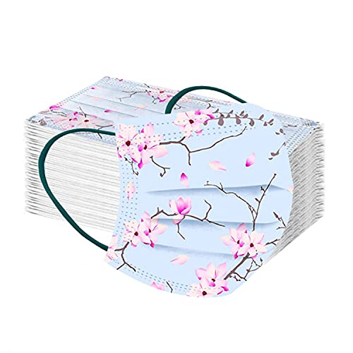PEKLOKIW 50PC Adultes Masque De ProtèGe-Dents pour Protection De La Bouche Et du Nez De Jetable 3 Couches Imprimé Masque à Face Scarf avec des Boucles d'oreille éCharpe De Adultes Masque (#09) Cover