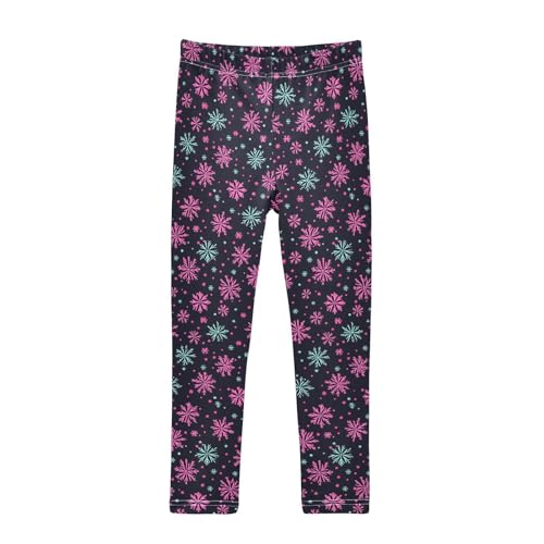 Flying Bitcoins and Snowflakes Kids Girl's Cotton Leggings Soft Full Length Workout Pants Running