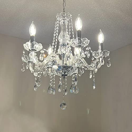 Image of Candle Shape Crystal Lamp Ceiling Light Fixture Pendant Chandelier 21 X 21 inch 6 Bulbs