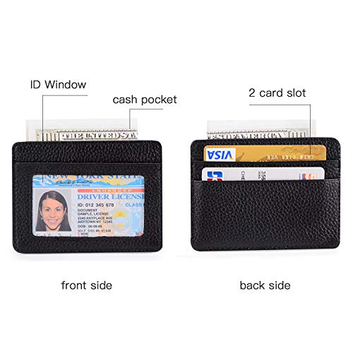 Credit Card Holder Slim Wallet Leather Minimalist Wallet with ID Window (black)2