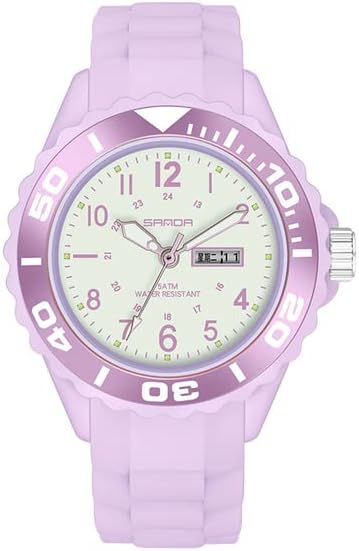 WatchAE - Fashion SANDAs Тоρ Brand 2022 New Ladies Wrist Watches Dress Blue Watch Women Silicone Strap Clock With Day Montre 1053 (Purple)