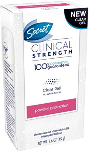 Secret Clinical Strength Clear Gel Antiperspirant & Deodorant, Powder Protection 1.6 oz (Pack of 5)