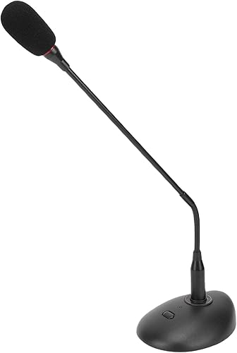 Conferencias de micrófono de condensador de cuello de cisne, micrófono profesional con cable de escritorio con botones de silencio, micrófono de