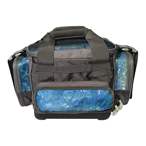 Calcutta Squall Tackle Bag | Mossy Oak Shoreline Pattern | 4 3600 Tackle Boxes | Durable Fishing Tackle Bag | Removable Shoulder Strap | External Storage Pockets