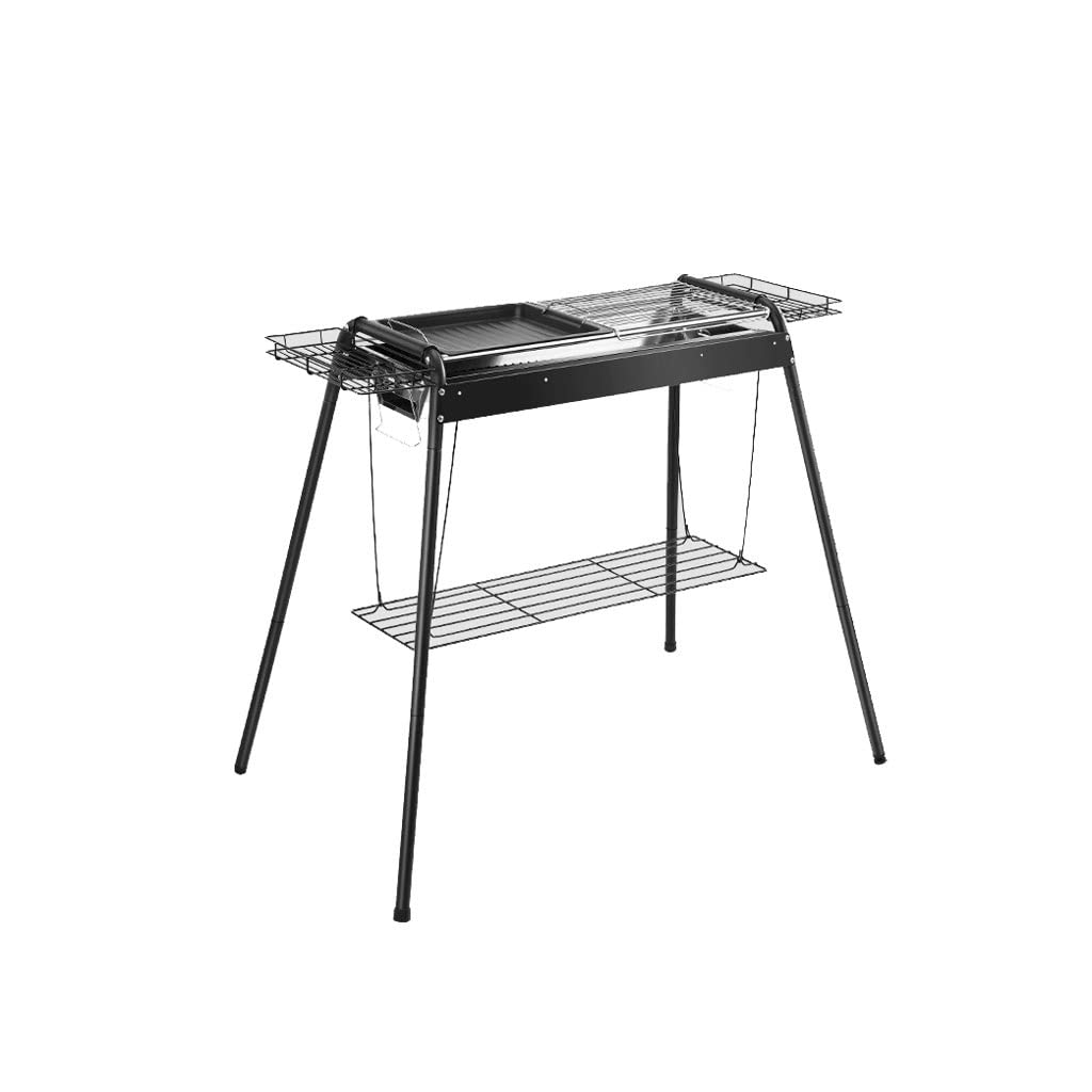 Barbecue maison avec grill en acier et rack extérieur pour charbon de bois