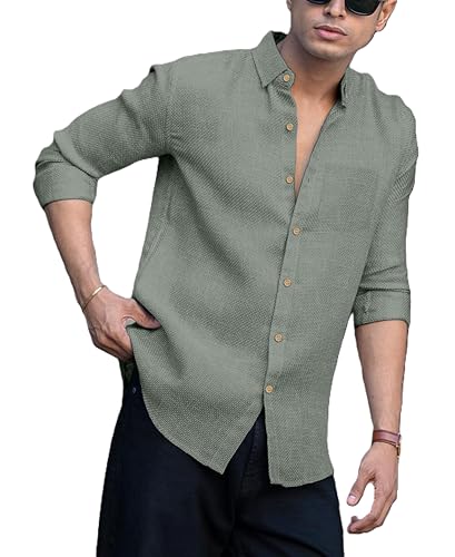 Image of Zilcon Cotton Bland Shirt Collar Half Sleeve Regular Fit Casual Shirt for Man| Cotton-Linen Type Casual Shirt for Men | Casual Wear Shirts for Men