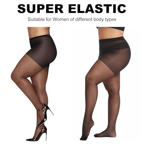 Medias negras de 20 denier transparentes elásticas resistentes pack mujer x5 7