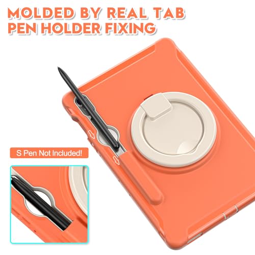Coque Samsung Galaxy Tab S9 orange antichoc avec support rotatif