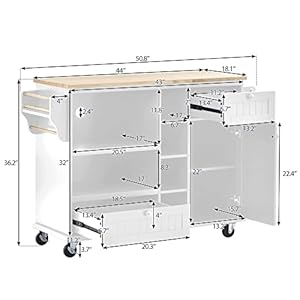 Rolling Kitchen Island on Wheels Microwave Rack Serving Cart Kitchen Island Cart with Storage Cabinet Buffet Sever for Kitchen Living Room