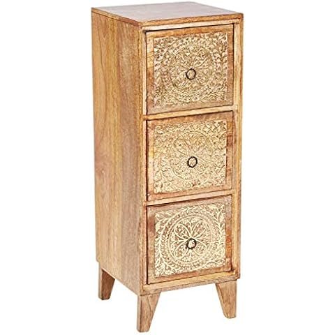 Orientalischer Holz Nachttisch Enkidu für Boxspringbett Braun Gold 70cm groß Cover