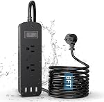 Outdoor Waterproof Power Strip with 2 Outlets, 3 USB Ports, 6 FT Extension Cord, Surge Protector, Mountable for Bathroom and Kitchen