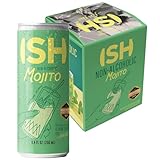 ISH Mojito, Non Alcoholic Canned Cocktail, Award Winning Non-Alcoholic Spirits, Gluten Free Mocktail Drinks with Lime, Zero Proof Rum and Mint, Ready to Drink Cans, Mocktails for Party, 4 Pack