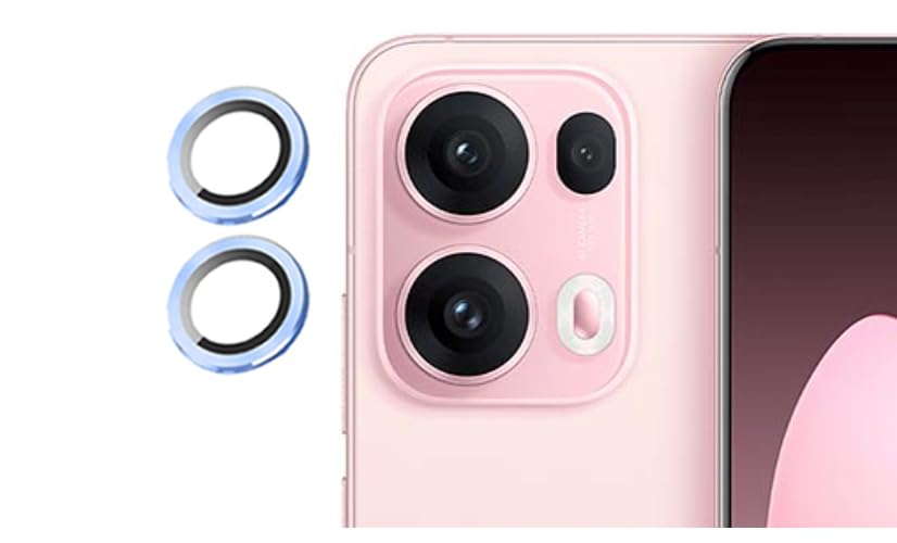 Image of imluckies Camera Ring Lens Protector (Aluminum with Tempered Glass) Compatible for Oppo Reno 13 Pro - Blue (Pack of 2 rings)