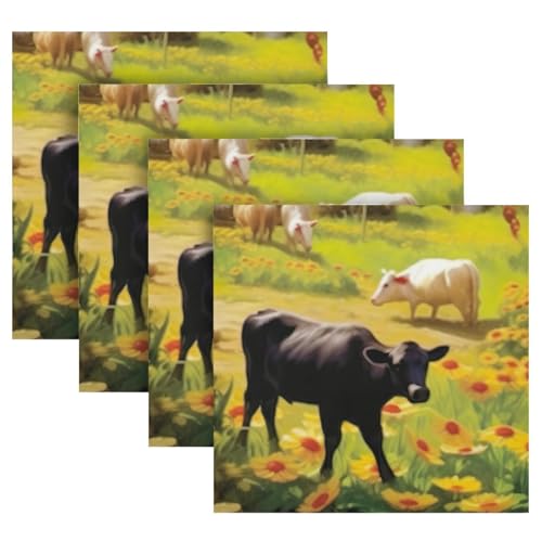 Servilletas de Tela Cuadradas Set x6 Satin Farm Animals miniatura 5