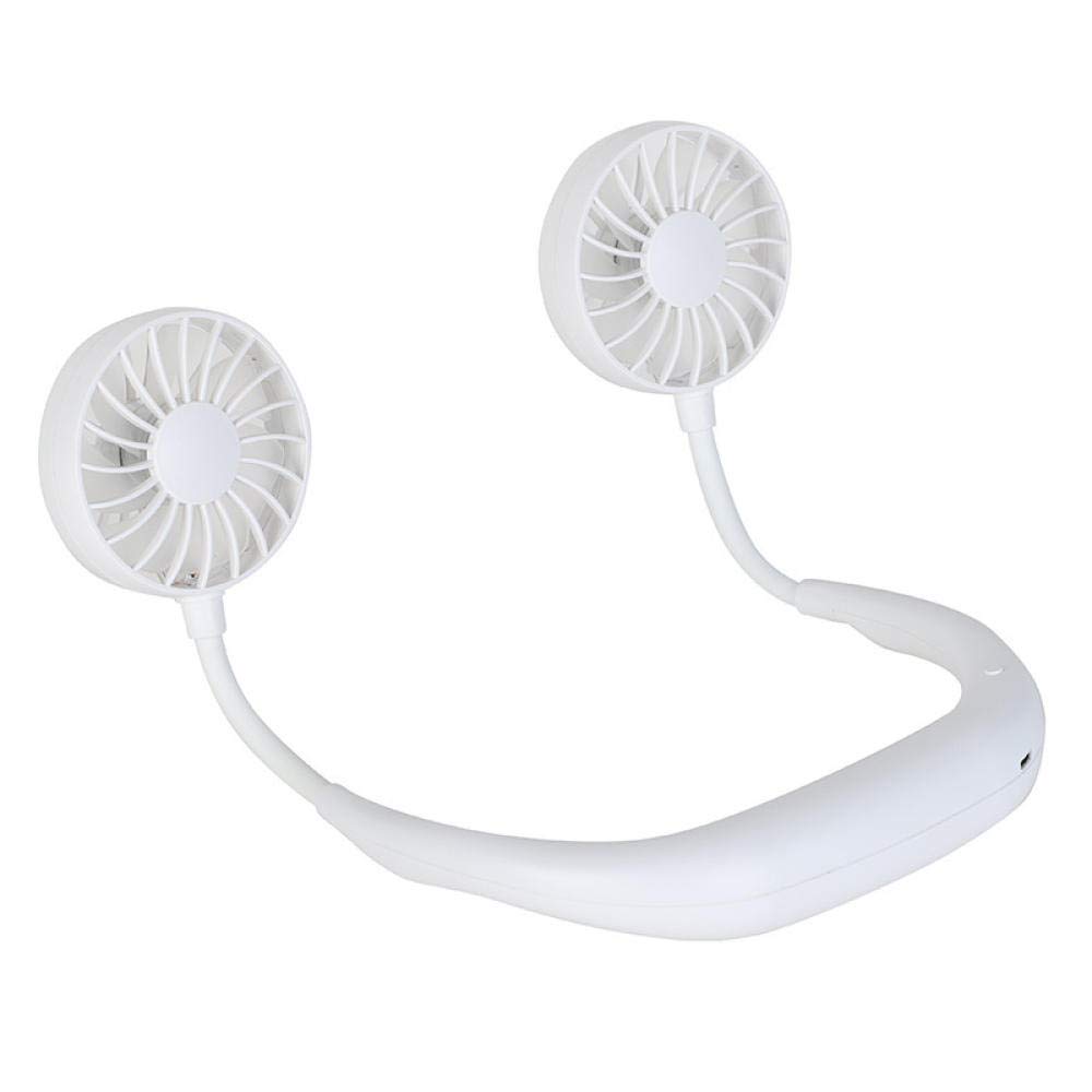 UDPOIUYT Wearable Cooling Fan, Hanging Neck Fan USB Portable Sport Mini Outdoor Travel Multicolor(Bianca)