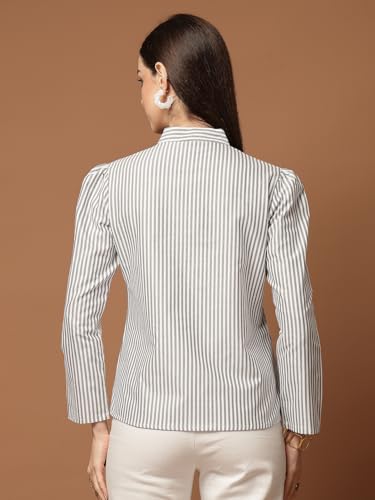 Image of Style Quotient Women Smart Printed top with Neck Tie-up Full Sleeve Shirt