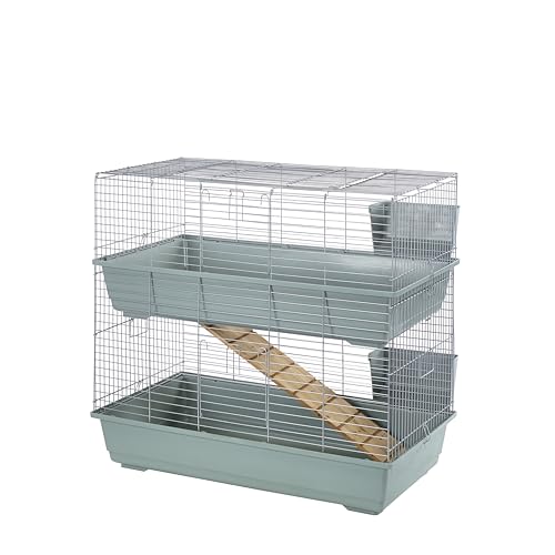 Little Friends Cage à Double étage pour Lapin Beige/argenté 102 x 56 x 84 cm
