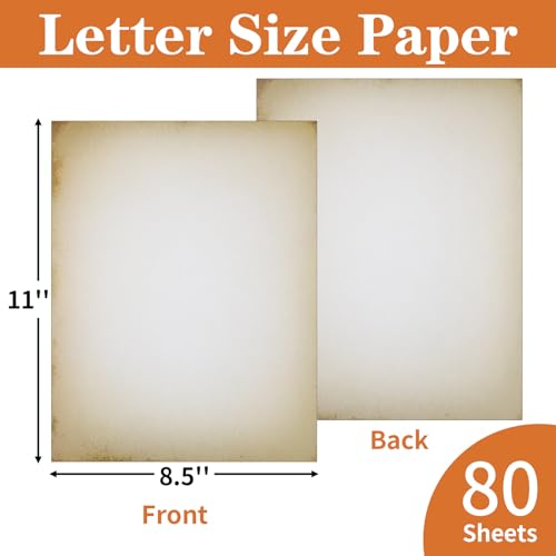 Image of 80 Sheets Vintage Paper, 8.5 inchx11 inch Letter Size Printer Parchment Paper