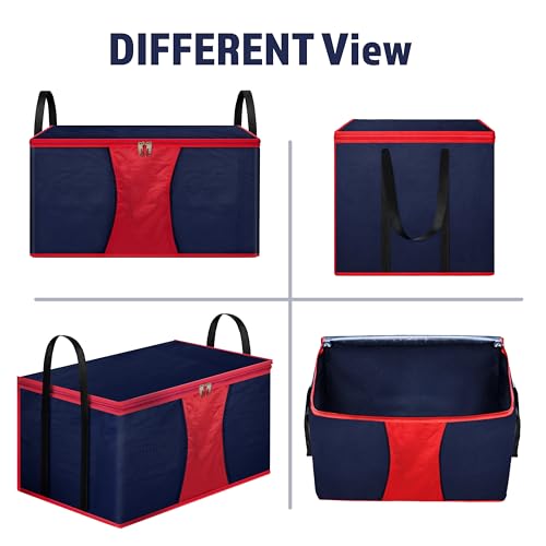 Image of Storite Multi-Purpose Moisture Proof Heavy Duty 1680 Denier Nylon 110 L Super-Size Large Toys /Stationery Paper /Blankets /Clothes Storage Bag - Red /Navy Blue (63.5 x 45.7 x 38cm)