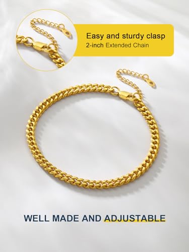 Image of ChainsPro Resizable Anklet Chain for Women Men, Figaro /Wheat /Twist Rope /Cuban Foot Bracelet-Strong with Good Clasp-18K Gold Plated(Send Gift Box)