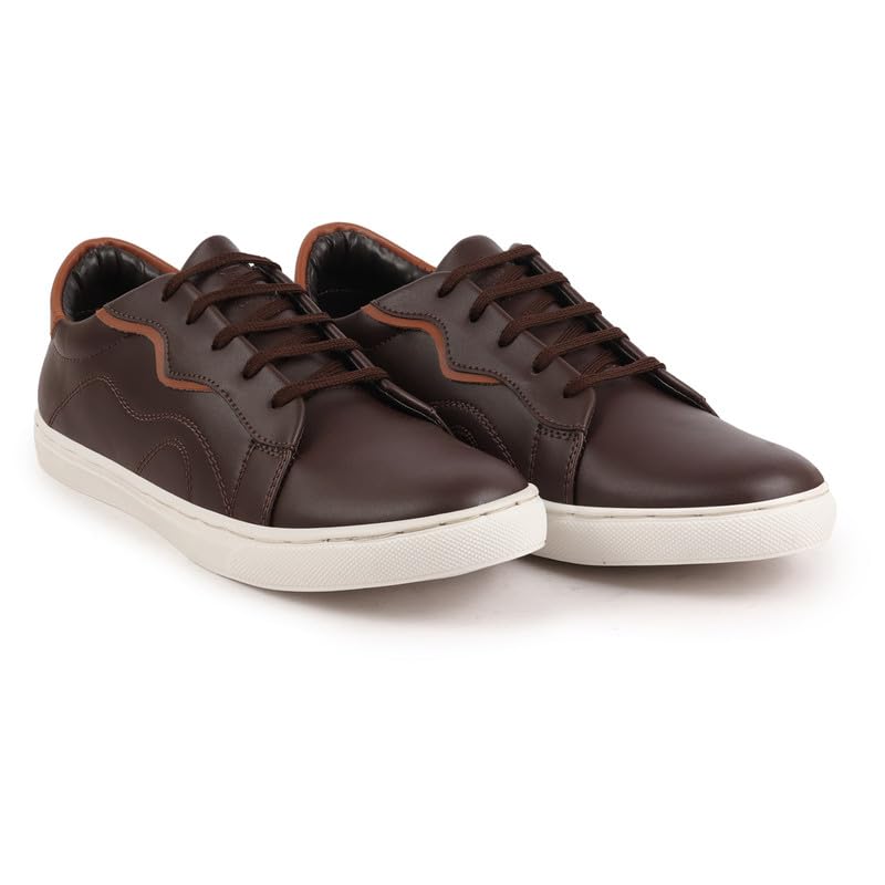 Image of FAUSTO Men's Classic Lace Up Elevated Look Sneaker Shoes with Contrast Sole|Low Ankle|Casual Shoe