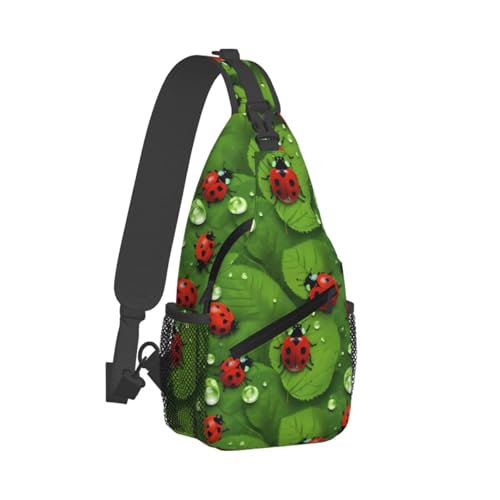 Bolso cruzado con estampado de hojas y mariquitas para senderismo miniatura 2