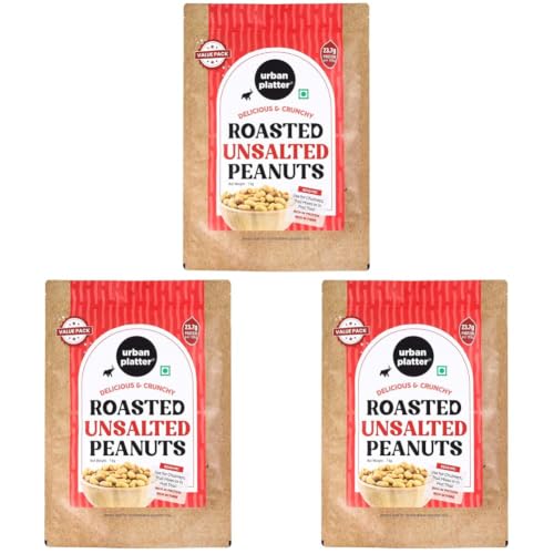 Image of Urban Platter Roasted Unsalted Peanuts, 1kg (Skin Removed | Vacuum Packed | Product of Bharuch) (Pack of 3)