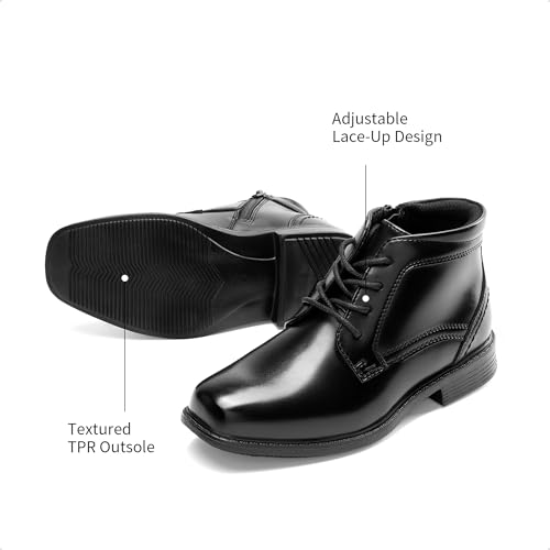 DREAM PAIRS Boys Dress Boots Lace-up Formal Shoes with Side Zipper3