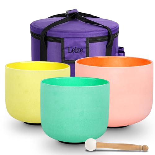 Leize YUE-QI-93 Chakra Tuned 432Hz Set Of 7 Color Quartz Crystal Singing Bowls 6-12 Inch thumb #4