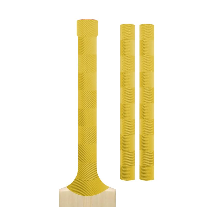 Cricket Bat Grips โ Premium Rubber Cricket Bat Grip Tape for Maximum Hold & Shock Absorption (2, Yellow, Chevron)
