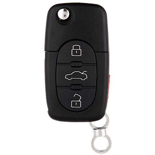 ECCPP fit for 4 Buttons Uncut Keyless Entry Remote Key Fob Case 97-05 Audi A4 Audi TT Quattro Audi Allroad Quattro Audi S8 Series 4D0837231P-1 (Pack of 1)