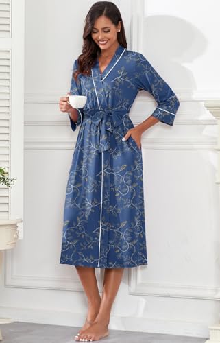 Image of PrinStory Womens Robe Long Knit Bathrobe Lightweight Soft Robes Ladies Bath Robe