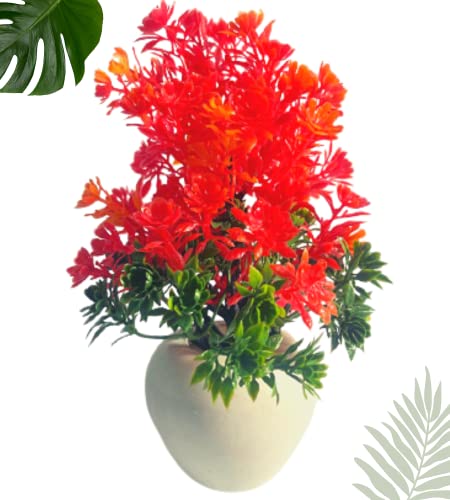 Image of Artificial Flowers for Decoration with Pot Combo of 1PCs Forest Bonsai Plant for Office Desk with Plastic Pot for Home Decoration Office Table Greenery Room Home Decor Plants (M2P)